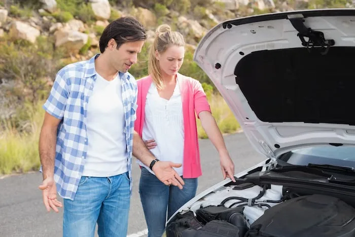 Couple after a car breakdown